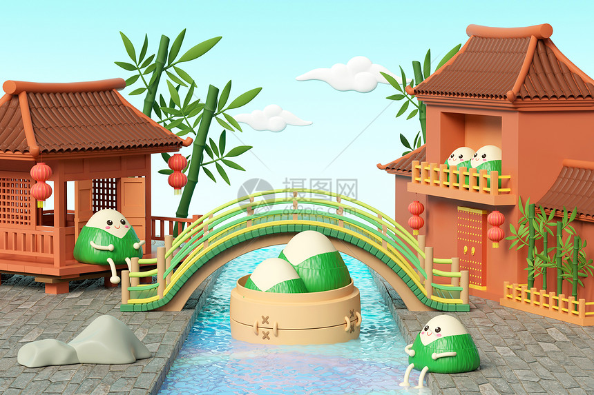 3D中国风端午节场景图片