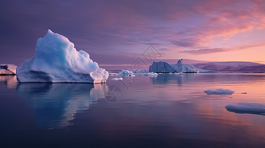 极地的冰山海景插图图片