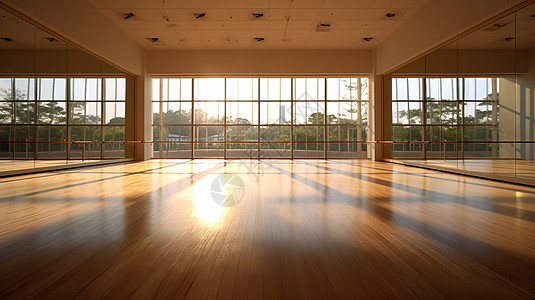 阳光照在空旷的舞蹈教室图片