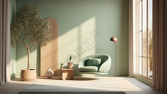 超简约的现代纯色客厅背景图片