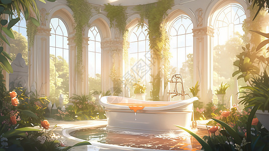 唯美的欧式浴池图片