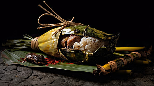 传统食物端午节粽子实拍背景图片