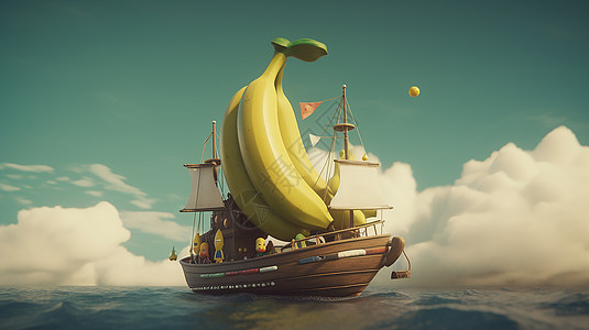 奇幻卡通香蕉船图片