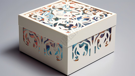 纸盒设计白色镂空花纹时尚包装盒插画