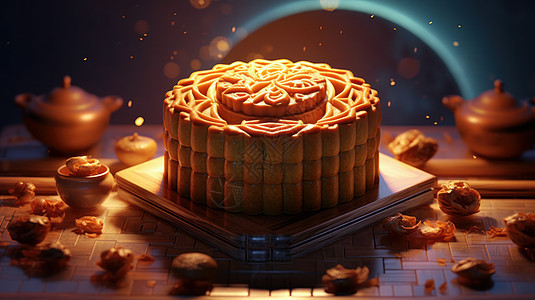 中秋节传统食物美味的月饼图片