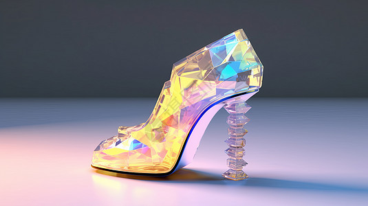水晶彩色卡通立体高跟鞋背景图片