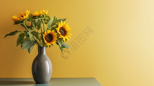 放在桌子上美丽的太阳花图片