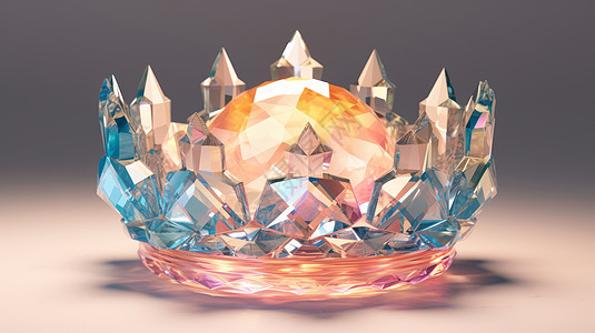 超大粉色卡通水晶皇冠背景图片