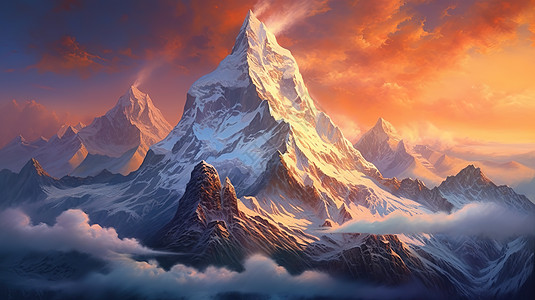 阳光照射高原雪山山峰背景图片