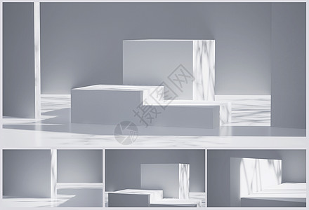 白色几何立体电商场景UE5.1模板背景图片