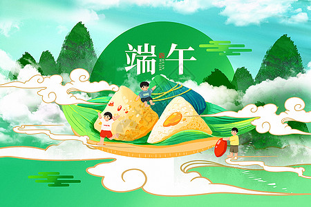国潮风端午节背景图片