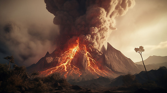 火山喷发场景背景图片