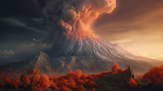 火山喷发场景图片