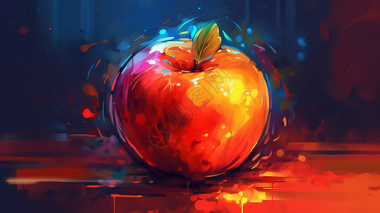 炫彩苹果绘画图片
