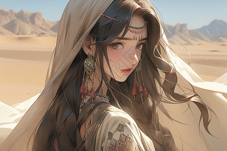 楼兰沙漠古典美女中国风漫画图片