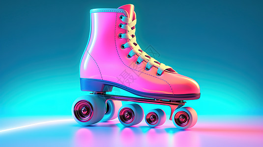 彩色轮滑鞋3D插图图片