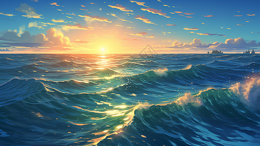 夏季海洋海上风景海洋生态环境插画图片