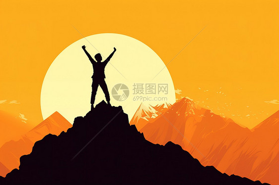 勇登高峰的人庆祝成功PPT插图图片