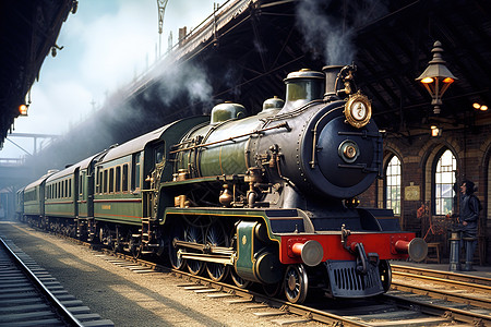 复古蒸汽朋克车站火车站图片