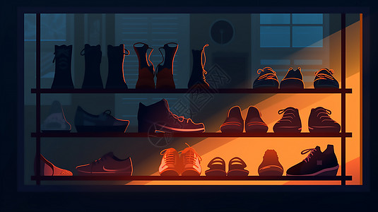 扁平鞋架展柜背景图片