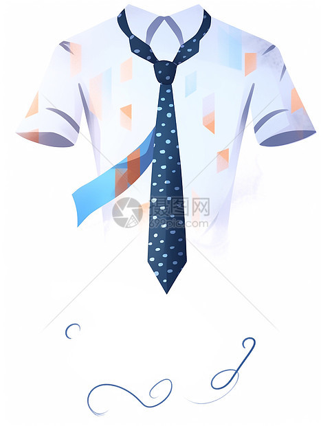 白衬衫与蓝色领带父亲节创意海报插画图片