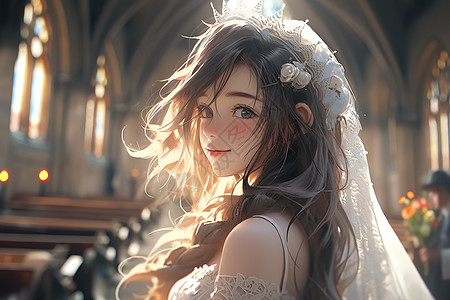 婚礼教堂美丽唯美幸福新娘图片