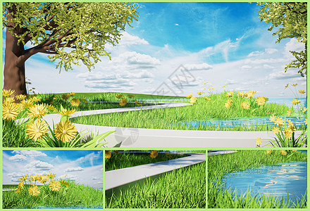 春季草地植物场景UE模板图片