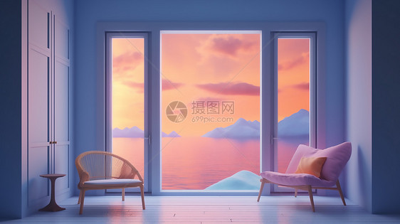 可爱海景房屋图片