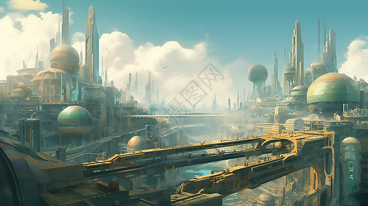 未来科幻城市场景背景图片