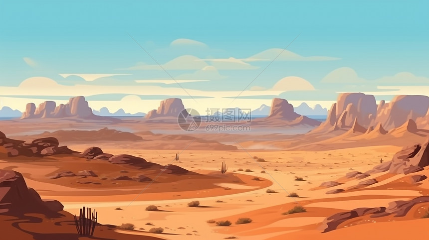 沙漠旷野干旱风景图片