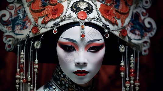 传统戏剧装扮的浓妆女人图片
