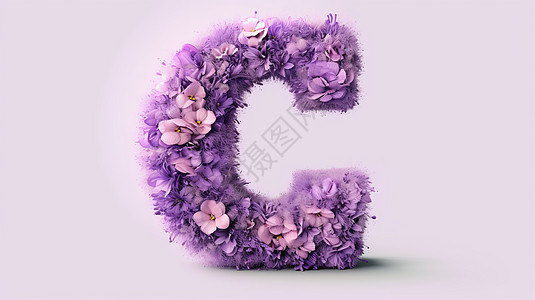 浪漫紫色大写字母毛绒绒图片