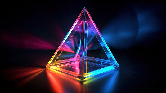 霓虹灯炫酷几何三角形图标图片
