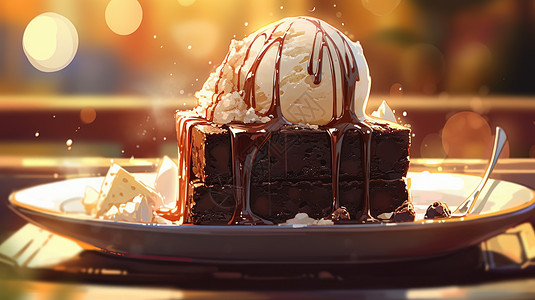 巧克力冰激凌甜品图片