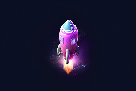火箭3D图标蓝紫色图片