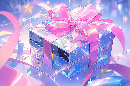 水晶透明炫彩的礼物盒图片