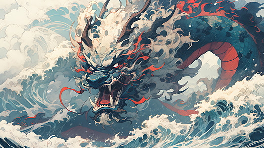 龙王在海中咆哮背景图片