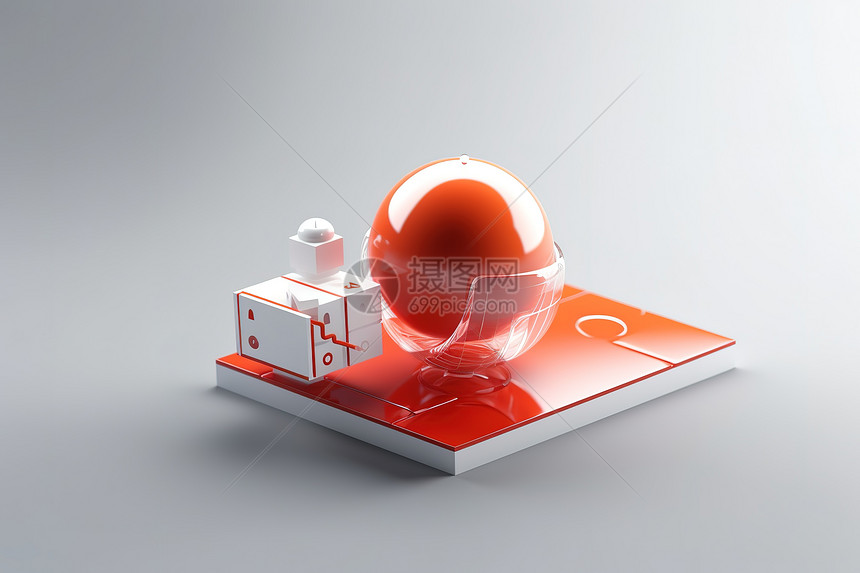 一个红色圆形球体形状科技图标图片