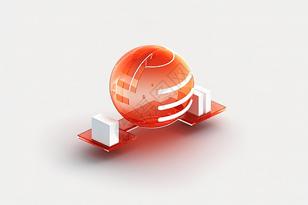 一个红色科技圆形球体形状图标图片