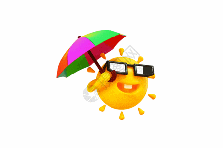 创意C4D夏季高温太阳表情图标GIF图片