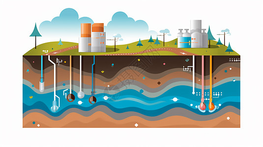 扁平风格地热能源类型插图高清图片