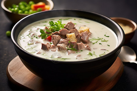 奶油牛肉汤美味菜式背景图片