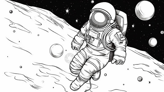 一位宇航员站在地球表面看月亮背景图片