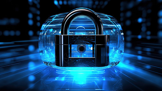 大数据和网络安全概念蓝色的锁背景图片