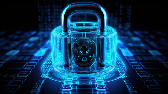 大数据网络安全概念蓝色的锁图片