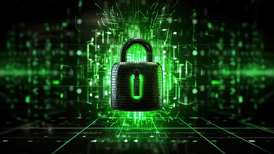 科技数据中心安全锁背景图绿色锁图片