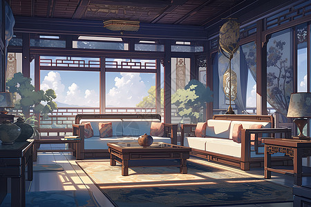 中式装饰的客厅中国风图片