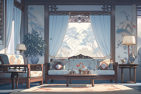 新中式中国风装饰的客厅图片