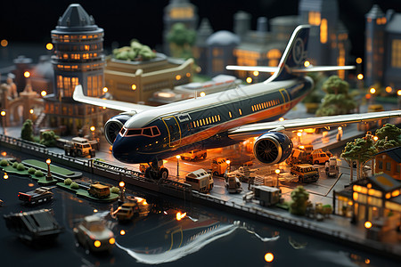 3D迷你可爱的城市机场模型图片