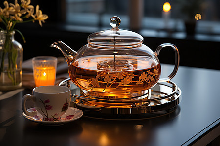 精致下午茶玻璃壶茶壶图片